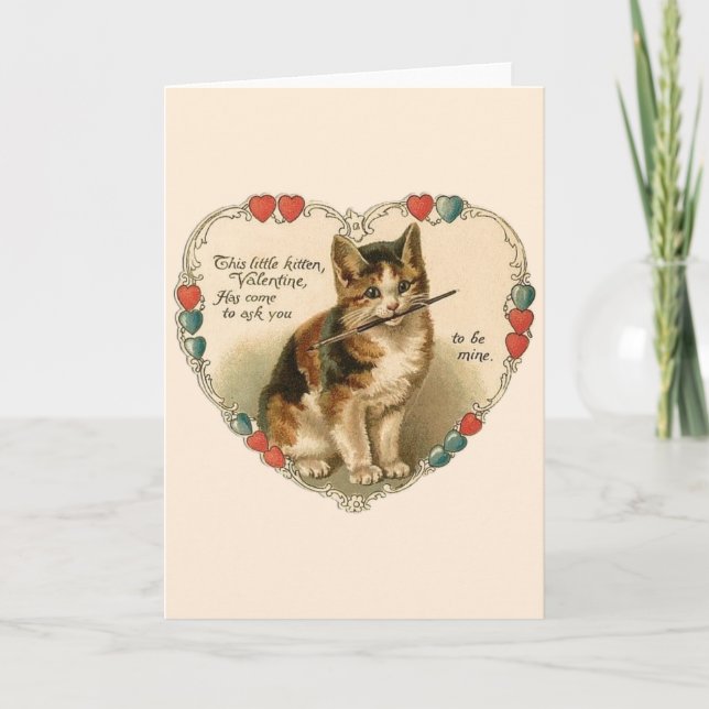 Carte de voeux vintage Kitten Valentine (Devant)