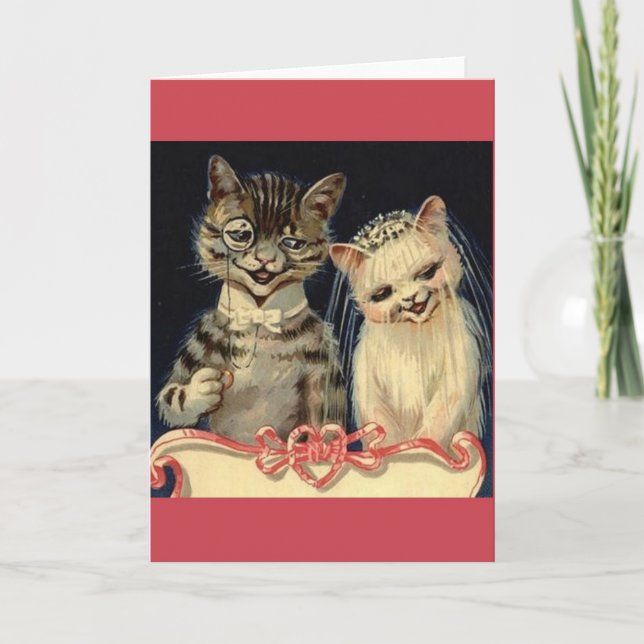 Carte de voeux vintage Mariage Cat (Devant)