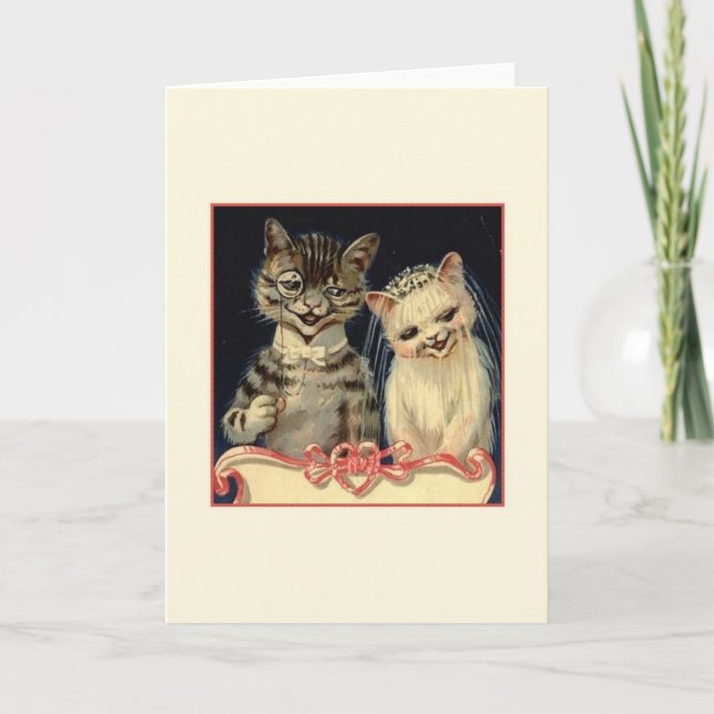 Carte de voeux vintage Mariage Cat (Devant)