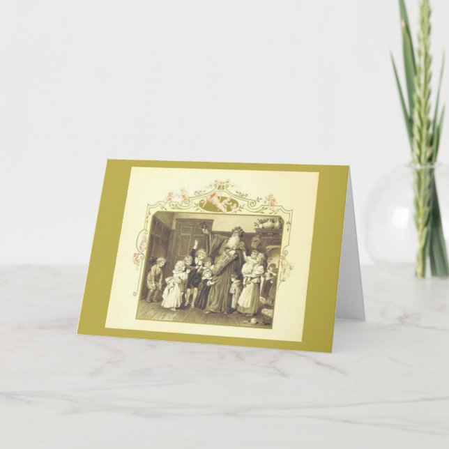 Carte de voeux vintage Père Noël (Devant)
