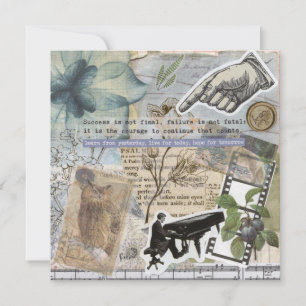 Carte de voeux vintage Piano Man Flat