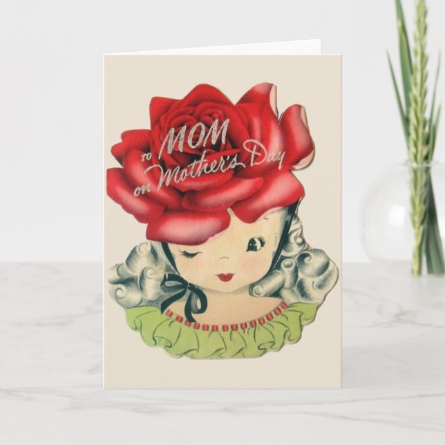 Carte de voeux vintage pour la fête des mères (Devant)