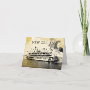 Carte de vœux vintage Stern Wheeler de La Nouvelle