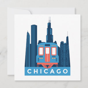 Carte de voeux Vintage voyage de Chicago Skyline