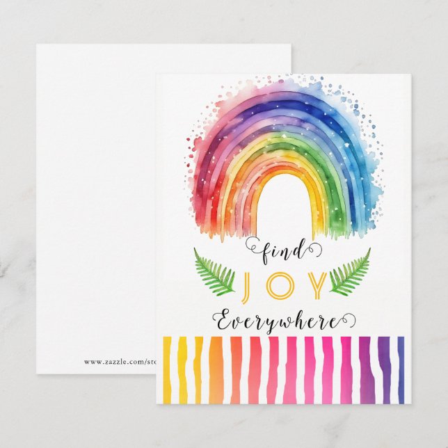 Carte de voeux Watercolor Whimsical Boho Rainbow (Devant / Derrière)