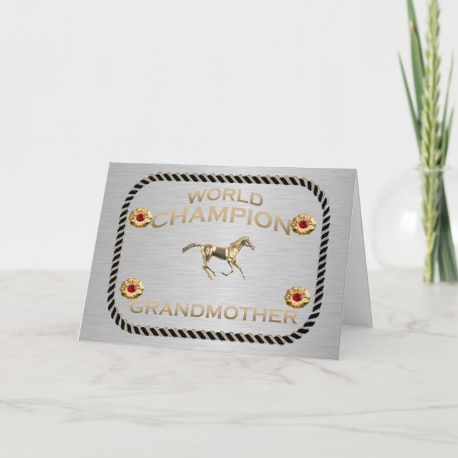Carte de voeux Western Grand-mère Champion du Mond (Devant)