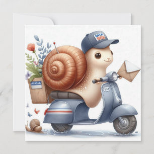 Carte de voeux Whimsical "Scootin’ Snail Mail"