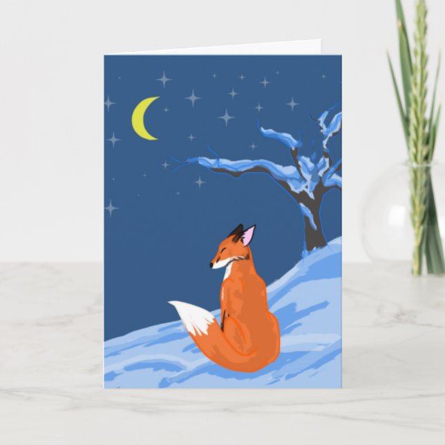 Carte de voeux Winter Night Fox (Devant)