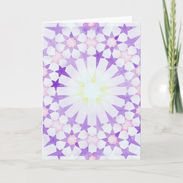 Carte de voeux 'Wisteria' de géométrie islamique (Devant)