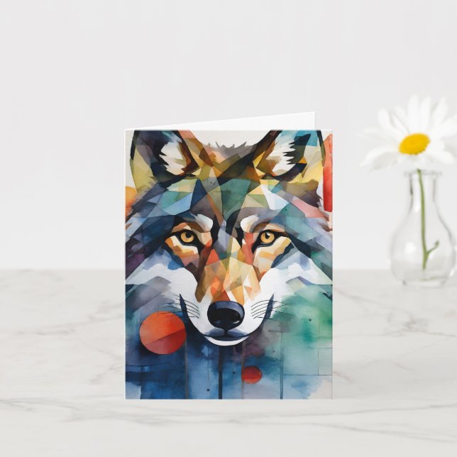 Carte de voeux Wolf Watercolor (Petite plante)