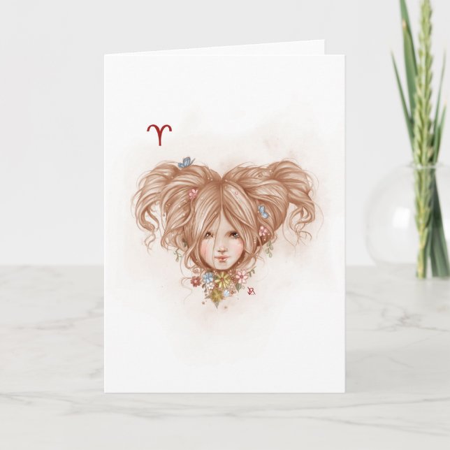 Carte de voeux Zodiac Girl : Aries (Devant)