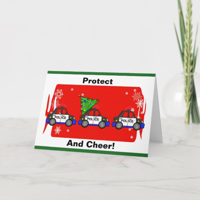 Carte de voitures de police et de Noël d'arbre (Devant)