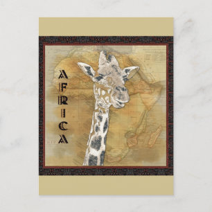 Carte de voyage Afrique de la Giraffe vintage