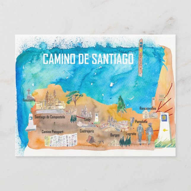 Carte de voyage Camino Santiago St Jacques James (Devant)