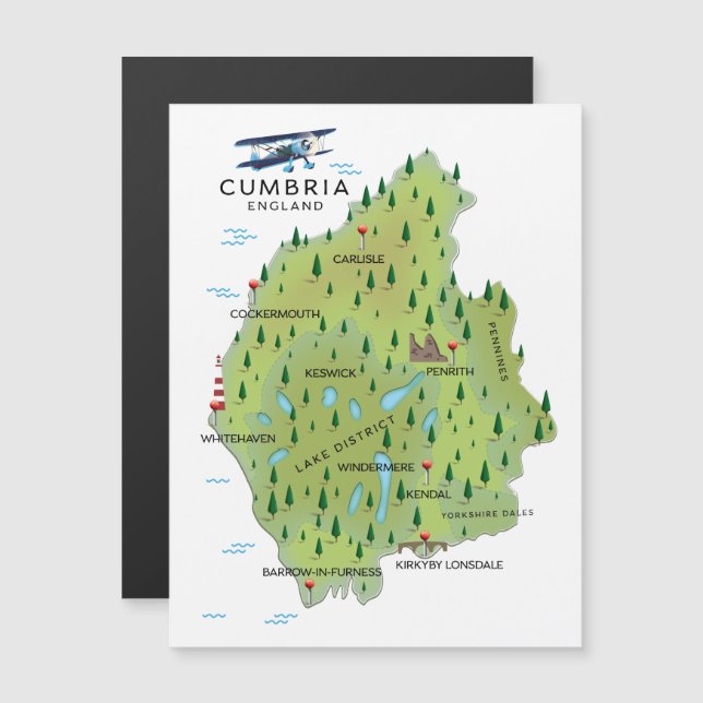 Carte de voyage Cumbria Angleterre poster de voyag (Devant / Derrière)