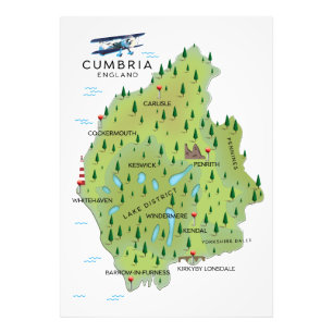 Carte de voyage Cumbria Angleterre poster de voyag