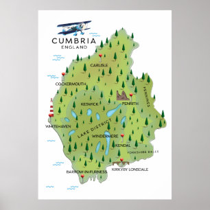 Carte de voyage Cumbria Angleterre poster de voyag