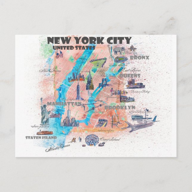 Carte de voyage de New York avec carte des rues  (Devant)