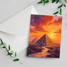 Carte de voyage de peinture du coucher de soleil d