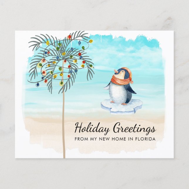 Carte de voyage de vacances Budget mignon Penguin  (Devant)
