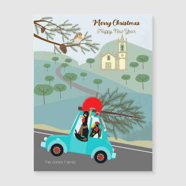 Carte de voyage festive de Noël du Rooster portuga (Devant)