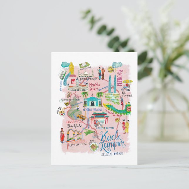 Carte de voyage illustrative Kuala Lumpur (Debout devant)