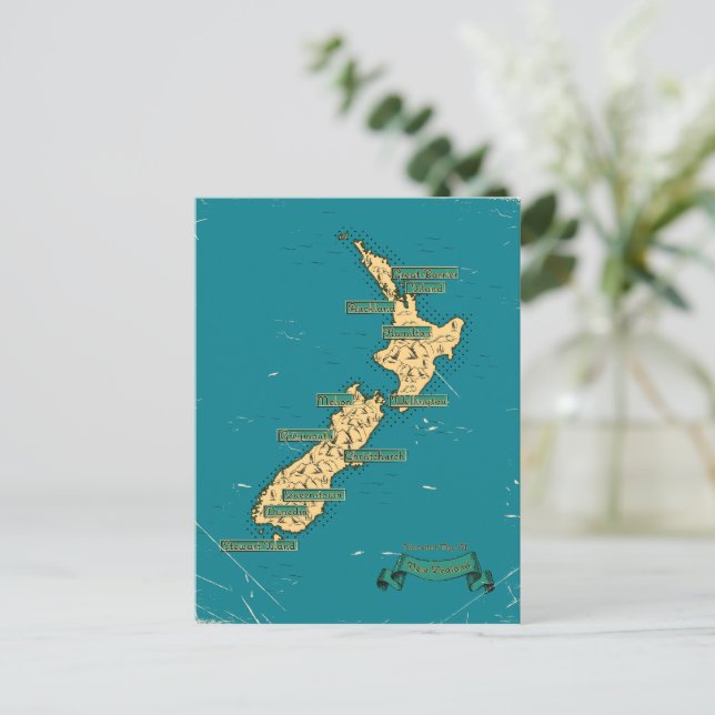 Carte De Voyage Illustrée De La Nouvelle-Zélande (Debout devant)
