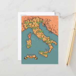 Carte de Voyage Illustrée De L'Italie