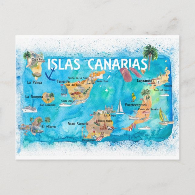 Carte de voyage illustrée des îles Canaries (Devant)