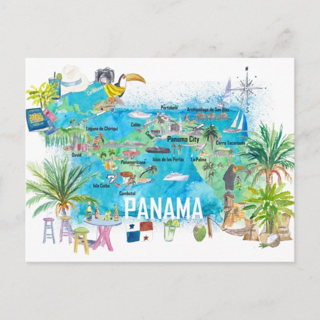 Carte de voyage illustrée Panama (Devant)