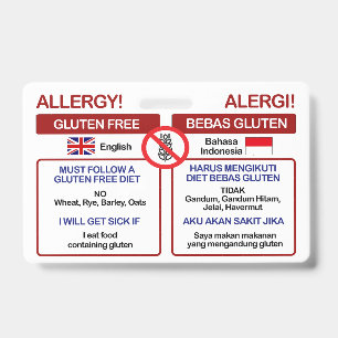 Carte de voyage indonésienne sans gluten Badge d