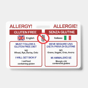 Carte de voyage italienne sans gluten Badge d'al