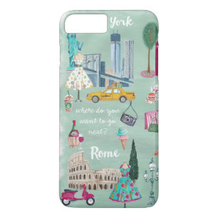 Carte de voyage New York Rome   Étui Iphone 7 plus
