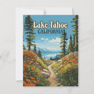 Carte de voyage Retro Lake Tahoe California Nevada