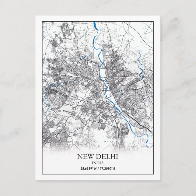 Carte de voyage simple de la ville de New Delhi en (Devant)