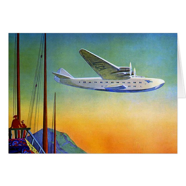 Carte de voyage transpacifique vintage (Devant horizontal)