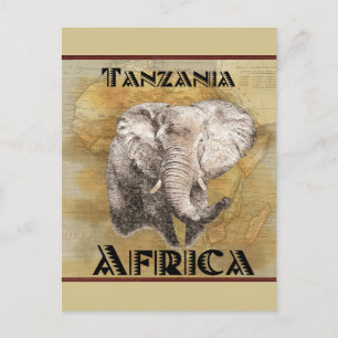 Carte de voyage vintage Elephant Afrique
