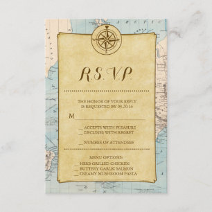 Carte de Voyage vintage Monde Mariage RSVP