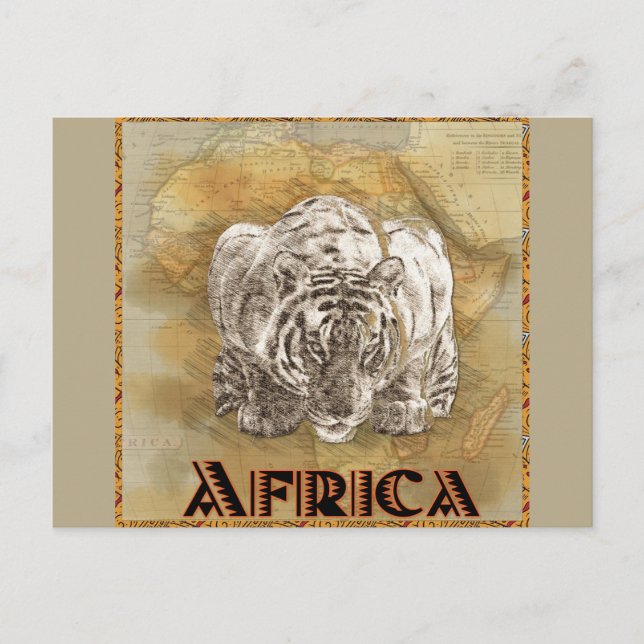 Carte de voyage vintage Tiger Afrique (Devant)