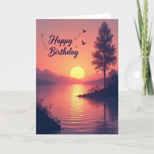 Carte de vue de coucher de soleil joyeux