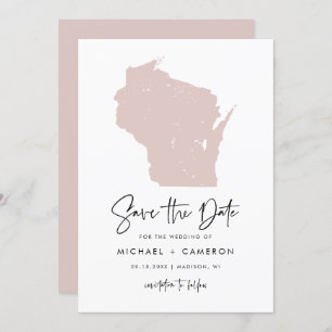Carte de Wisconsin rose vierge Mariage de script m