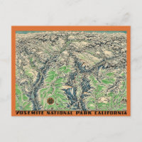 Carte de Yosemite sur carte postale