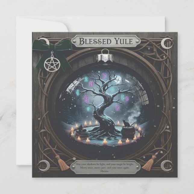 Carte de Yule bénie – Salutation païenne du solsti (Devant)