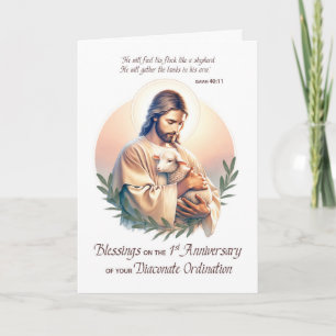 Carte Deacon 1er anniversaire d'ordination Jésus Berger