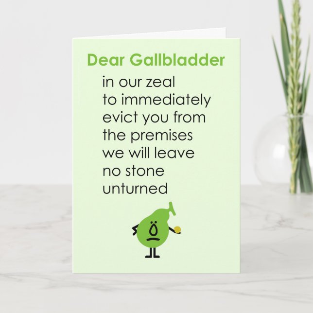 Carte Dear Gallbladder A Funny Get Well Soon Poem (Devant)