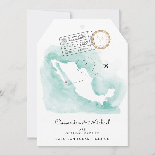 Carte d'eau du Mexique | Cabo | Mariage de destina (Devant)