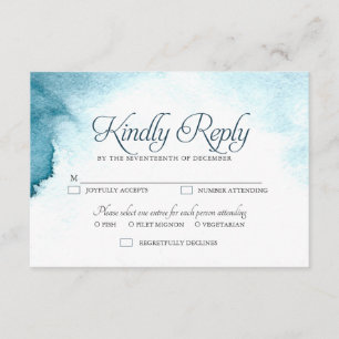 Carte d'eau RSVP bleu marine moderne