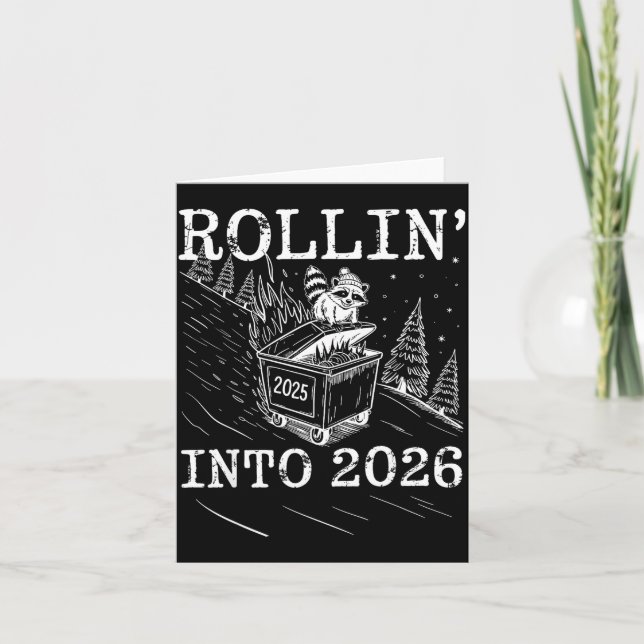 Carte Début 2026: Feu de Poubelle de Raton Laveur Nouvel (Devant)