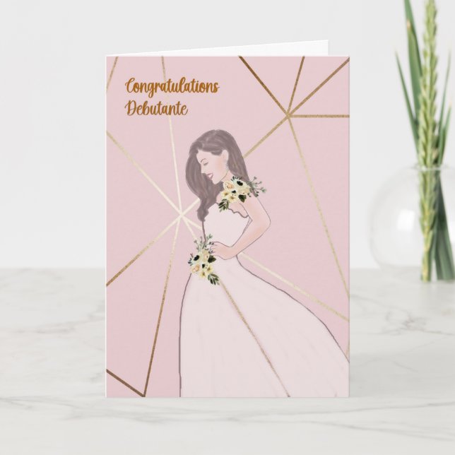 Carte Debutante Félicitations Pink Light Card (Devant)