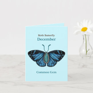 Carte December Turquoise Common Gem Butterfly Art